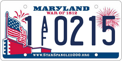 MD license plate 1AF0215