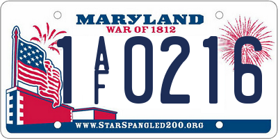 MD license plate 1AF0216