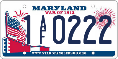 MD license plate 1AF0222