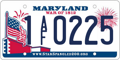 MD license plate 1AF0225