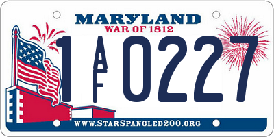 MD license plate 1AF0227