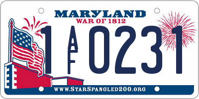 MD license plate 1AF0231