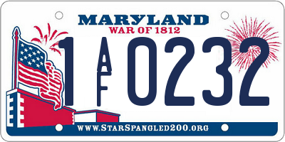 MD license plate 1AF0232
