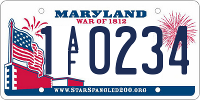 MD license plate 1AF0234