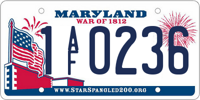 MD license plate 1AF0236
