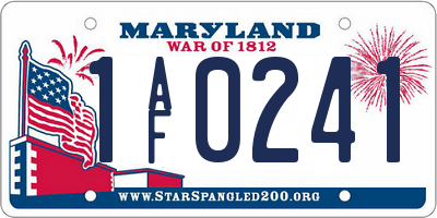 MD license plate 1AF0241