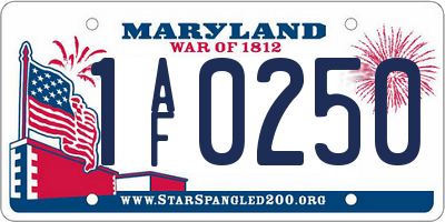 MD license plate 1AF0250