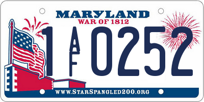 MD license plate 1AF0252