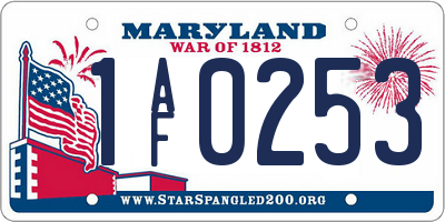 MD license plate 1AF0253