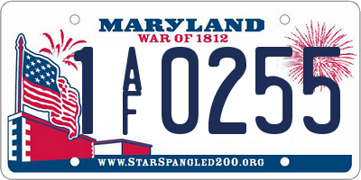 MD license plate 1AF0255