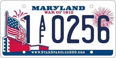 MD license plate 1AF0256