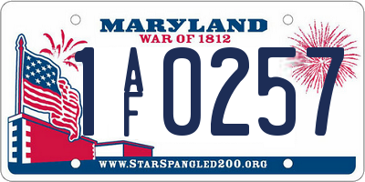 MD license plate 1AF0257