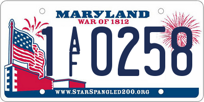 MD license plate 1AF0258