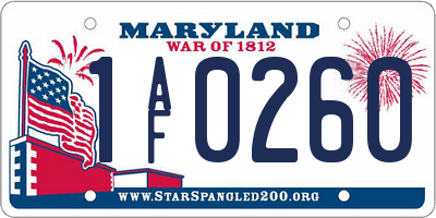 MD license plate 1AF0260