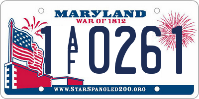 MD license plate 1AF0261