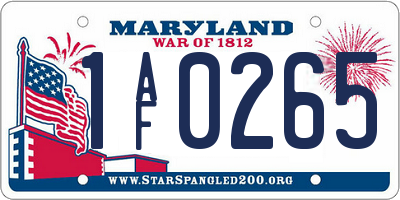 MD license plate 1AF0265