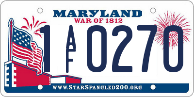 MD license plate 1AF0270