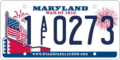 MD license plate 1AF0273
