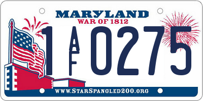 MD license plate 1AF0275