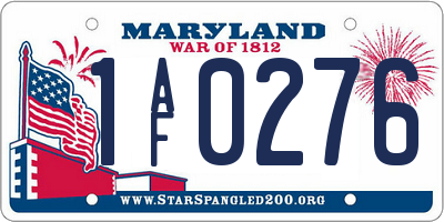 MD license plate 1AF0276