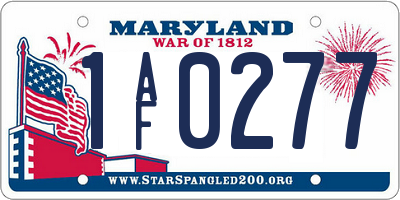 MD license plate 1AF0277