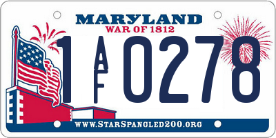 MD license plate 1AF0278