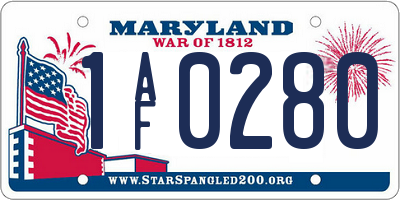 MD license plate 1AF0280