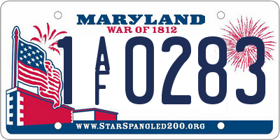 MD license plate 1AF0283