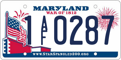 MD license plate 1AF0287