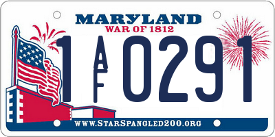 MD license plate 1AF0291