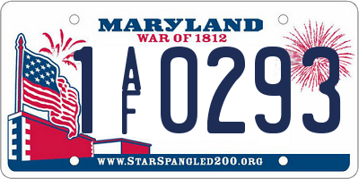 MD license plate 1AF0293
