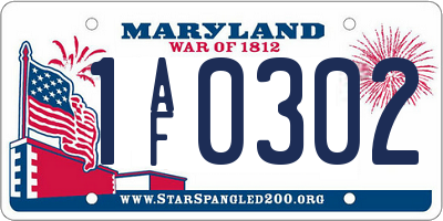 MD license plate 1AF0302