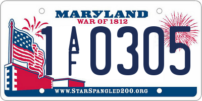 MD license plate 1AF0305