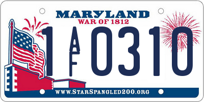 MD license plate 1AF0310