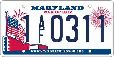 MD license plate 1AF0311