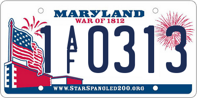 MD license plate 1AF0313