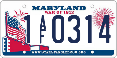 MD license plate 1AF0314