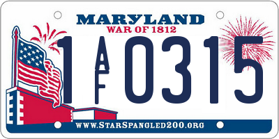 MD license plate 1AF0315