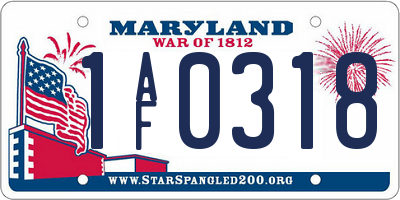 MD license plate 1AF0318
