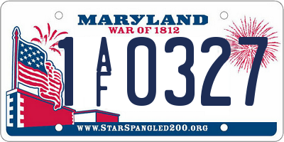 MD license plate 1AF0327