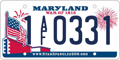 MD license plate 1AF0331