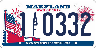MD license plate 1AF0332