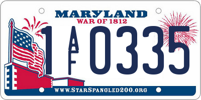 MD license plate 1AF0335