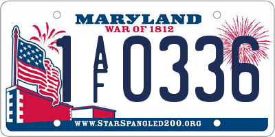 MD license plate 1AF0336