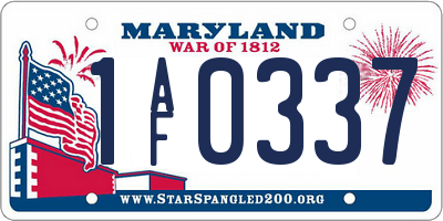 MD license plate 1AF0337