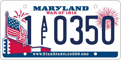 MD license plate 1AF0350
