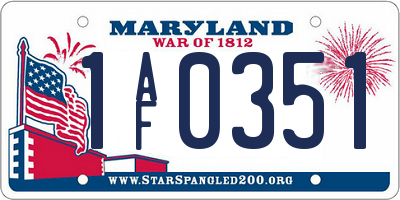MD license plate 1AF0351