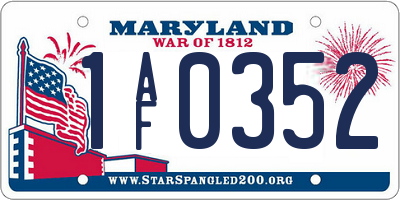MD license plate 1AF0352