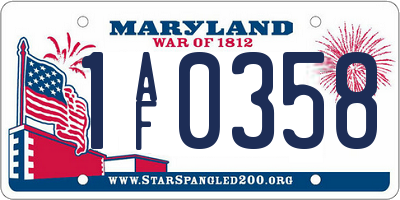 MD license plate 1AF0358