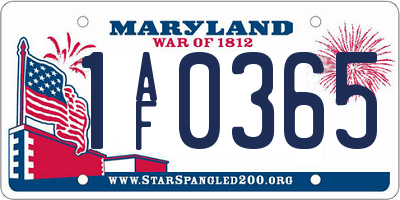 MD license plate 1AF0365